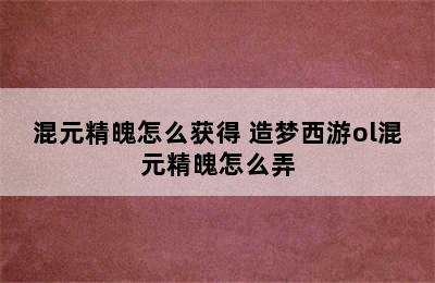 混元精魄怎么获得 造梦西游ol混元精魄怎么弄